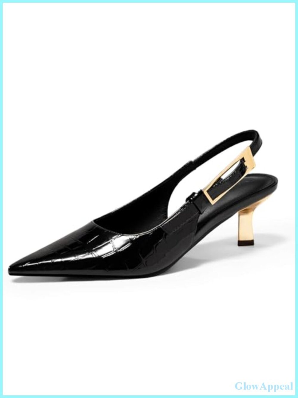 Women's Slingback Kitten Heel Pumps Closed Pointed Toe Buckle Strap